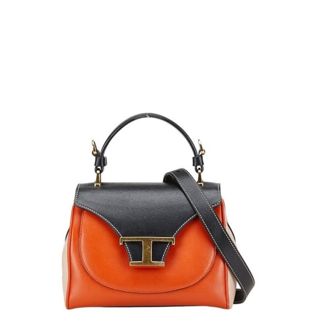 Tods Leather T Timeless Handbag Orange